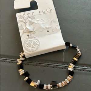 $5/Eden Ruth Beads Black/Gold/White Chain Bracelet NWT
